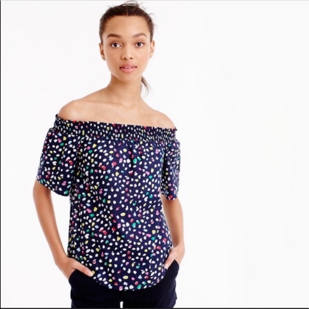 J. Crew Ratti Happy Cat Top Off The Shoulder